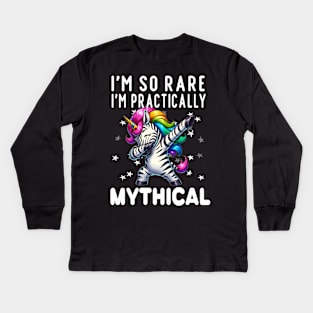 Rare Disease Awareness - I'm So Rare I'm Practically Mythical-Zebra Ribbon - Ehlers-Danlos Syndrome Tee for Rare Disease Warrior Gift Kids Long Sleeve T-Shirt